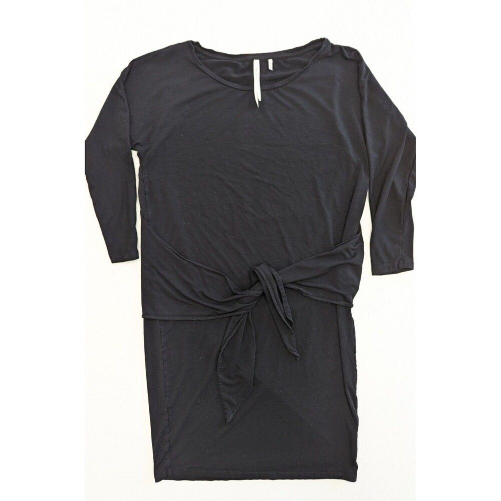 Aritzia The Group By Babaton Black Small Dress Front Tie Stretch 3/4 Sleeve
